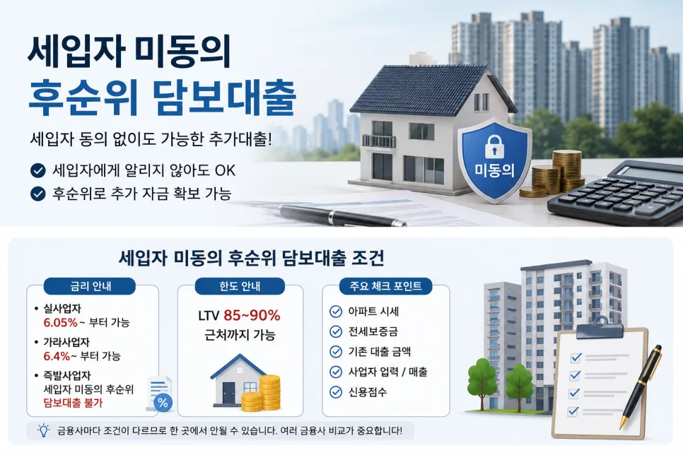 세입자 미동의 담보대출, 2026년 가능 여부 및 조건 총정리 2