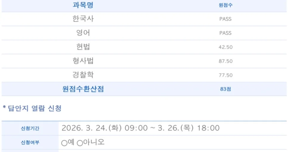경찰 1차 합격 207.5점 비결: 기출 이해와 5개월 집중 전략 2026
