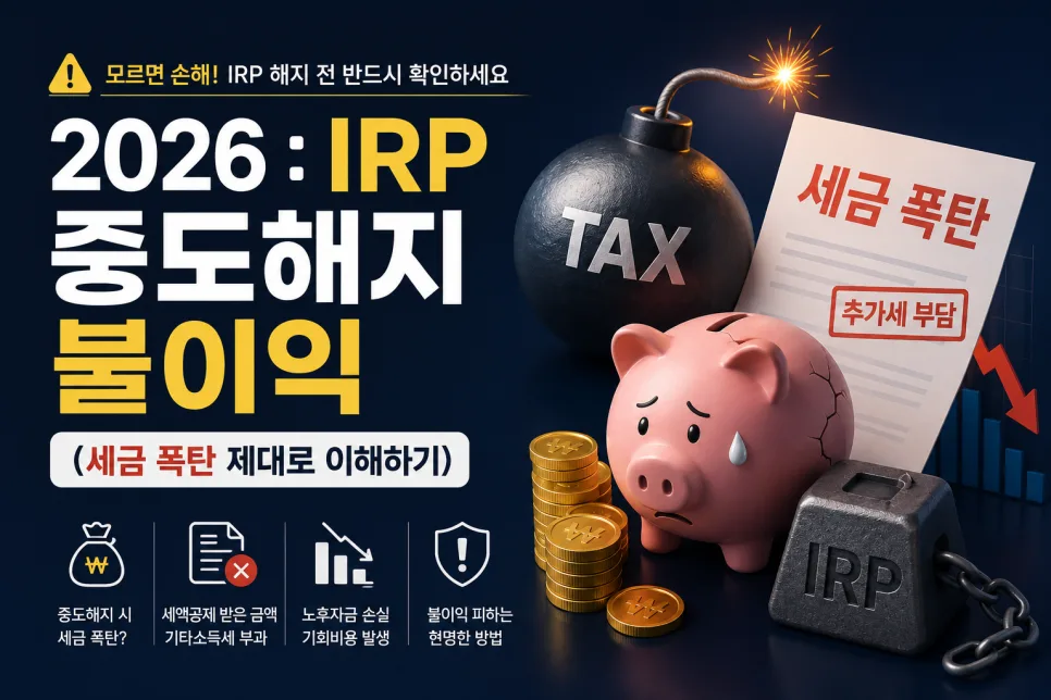 2026년 IRP 중도해지 시 세금 폭탄 피하는 법 완벽 정리