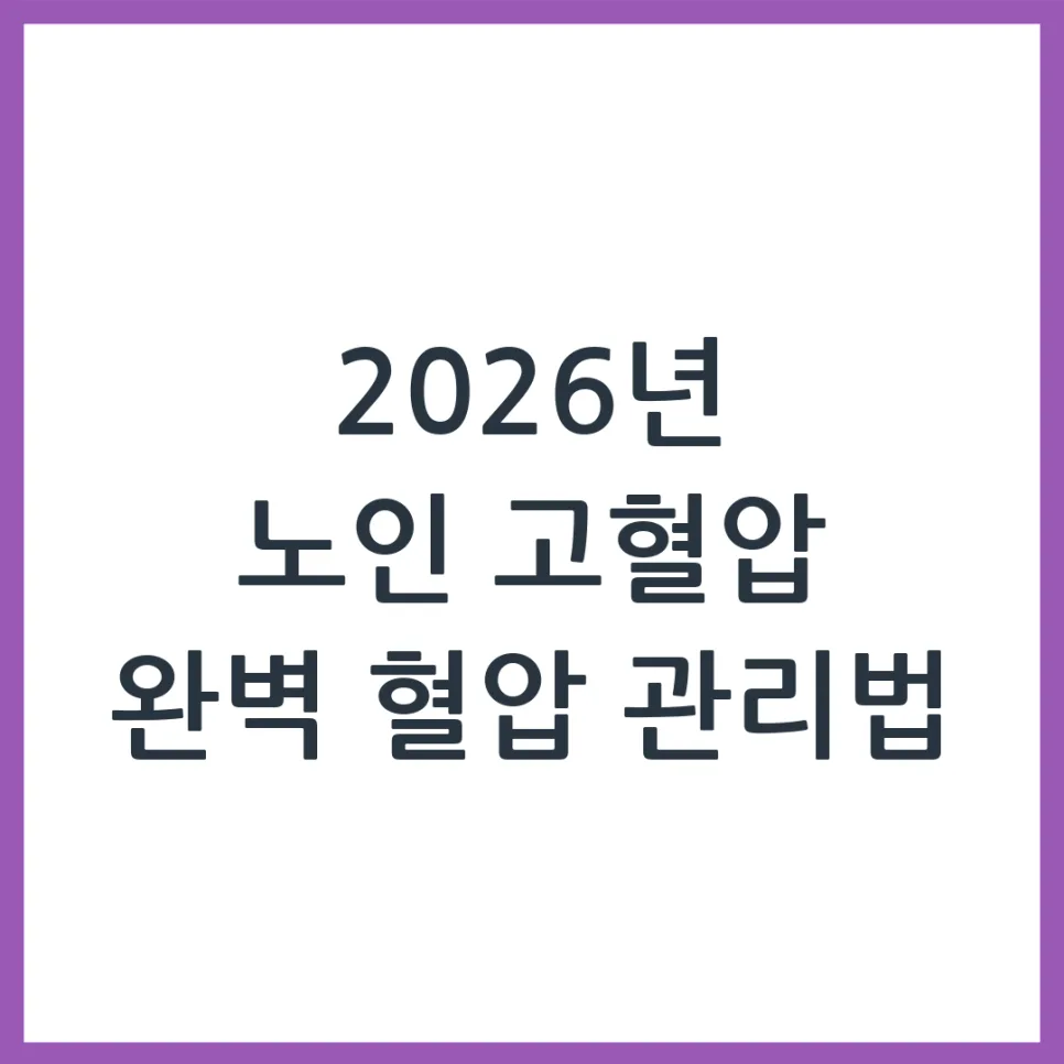 2026년 노인 고혈압, 가정 혈압 관리 핵심 3가지