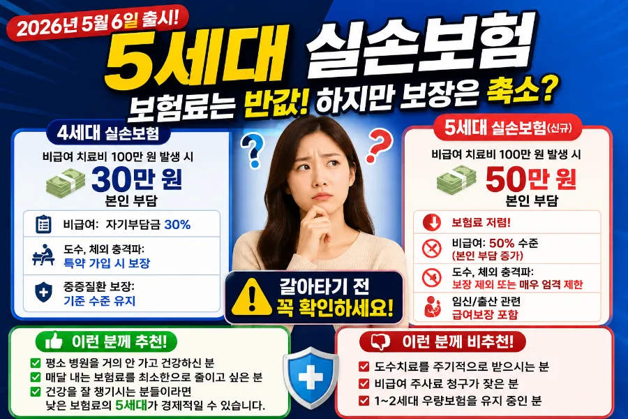 5세대 실손보험, 4세대와 무엇이 다를까? 2026년 비교 분석