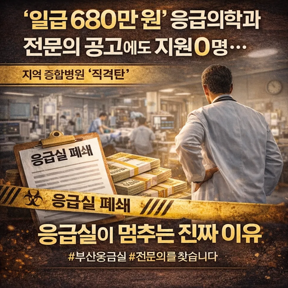응급의학과 전문의 부족 2026: 일급 680만원에도 지원 0명인 이유