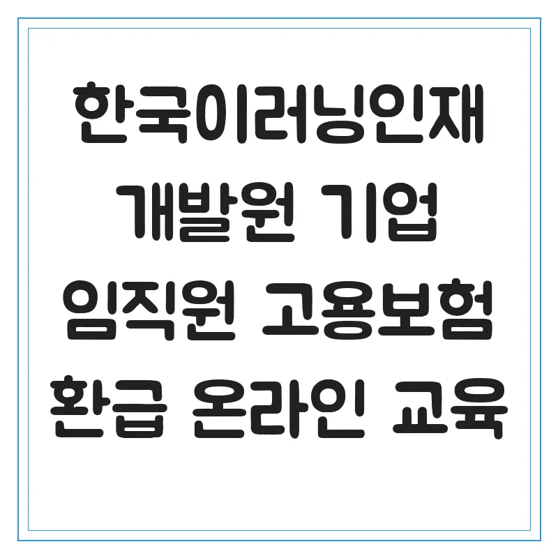 기업 임직원 고용보험 환급 교육 2026: 한국이러닝인재개발원 활용법