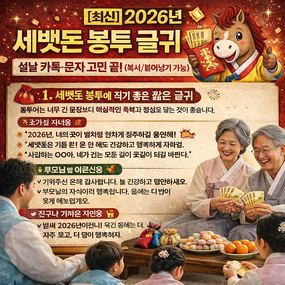 2026년 설날 세뱃돈 봉투 문구 완벽 가이드