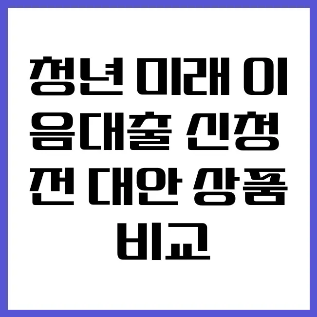 청년 미래 이음대출 대안 상품 비교 2026: 현명한 선택 가이드