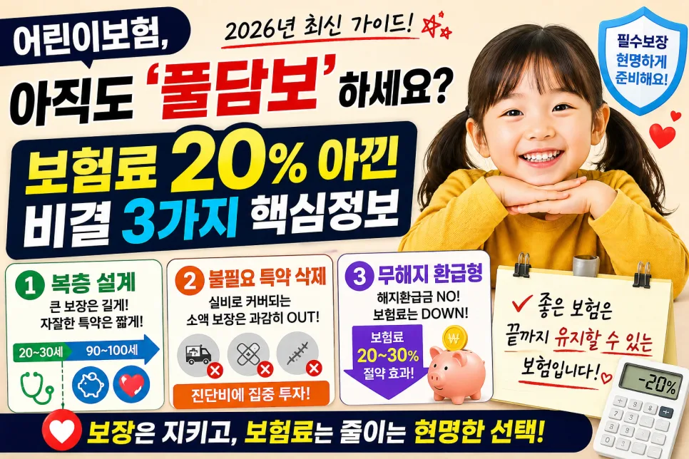 2026 어린이보험, 보험료 20% 절약하는 설계 비결 3가지