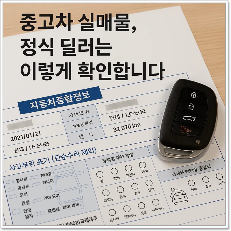 중고차 실매물 구별법 2026: 정식 딜러의 5단계 확인 절차