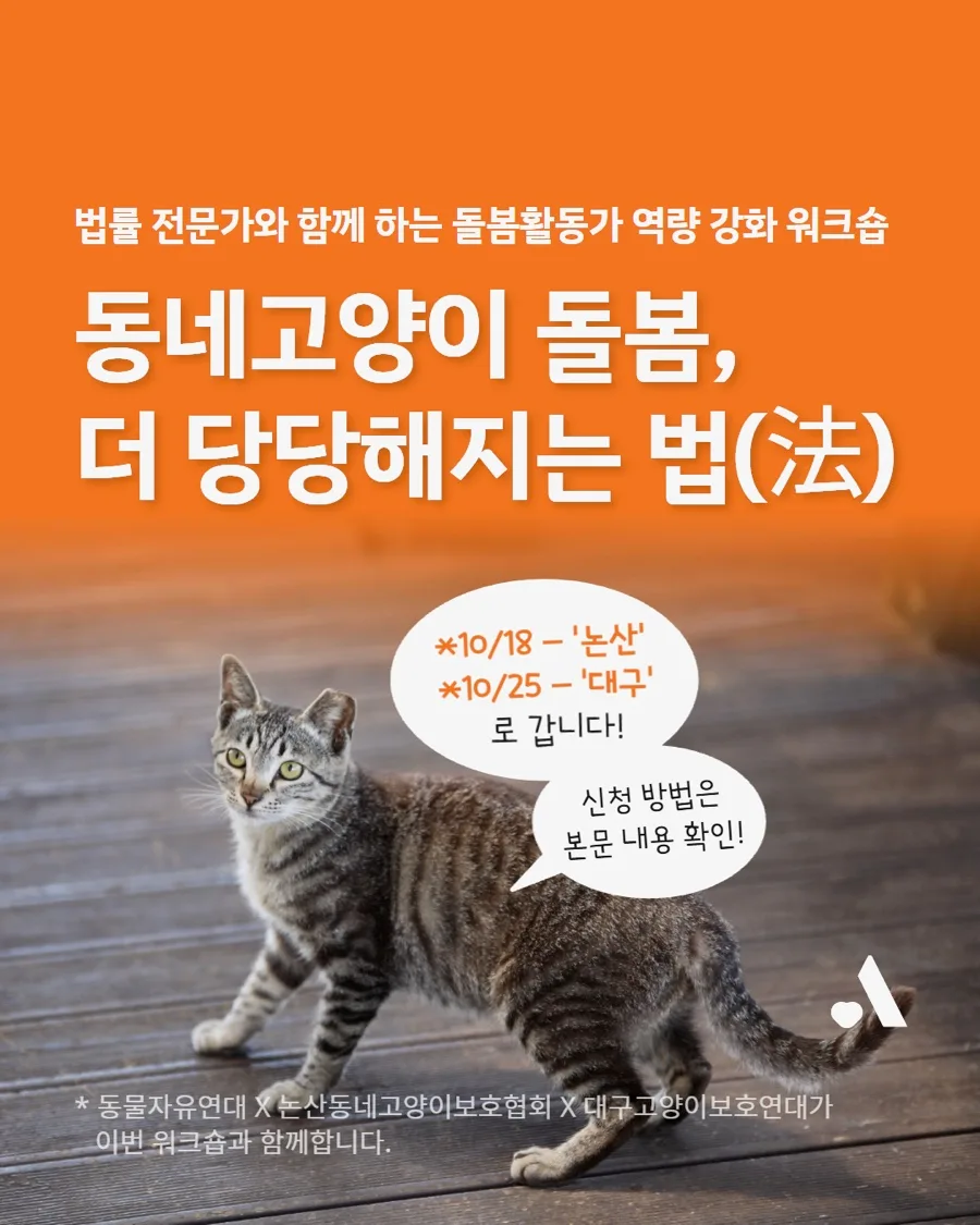 동네고양이 돌봄 법률 워크숍 2026: 활동가 역량 강화 방법
