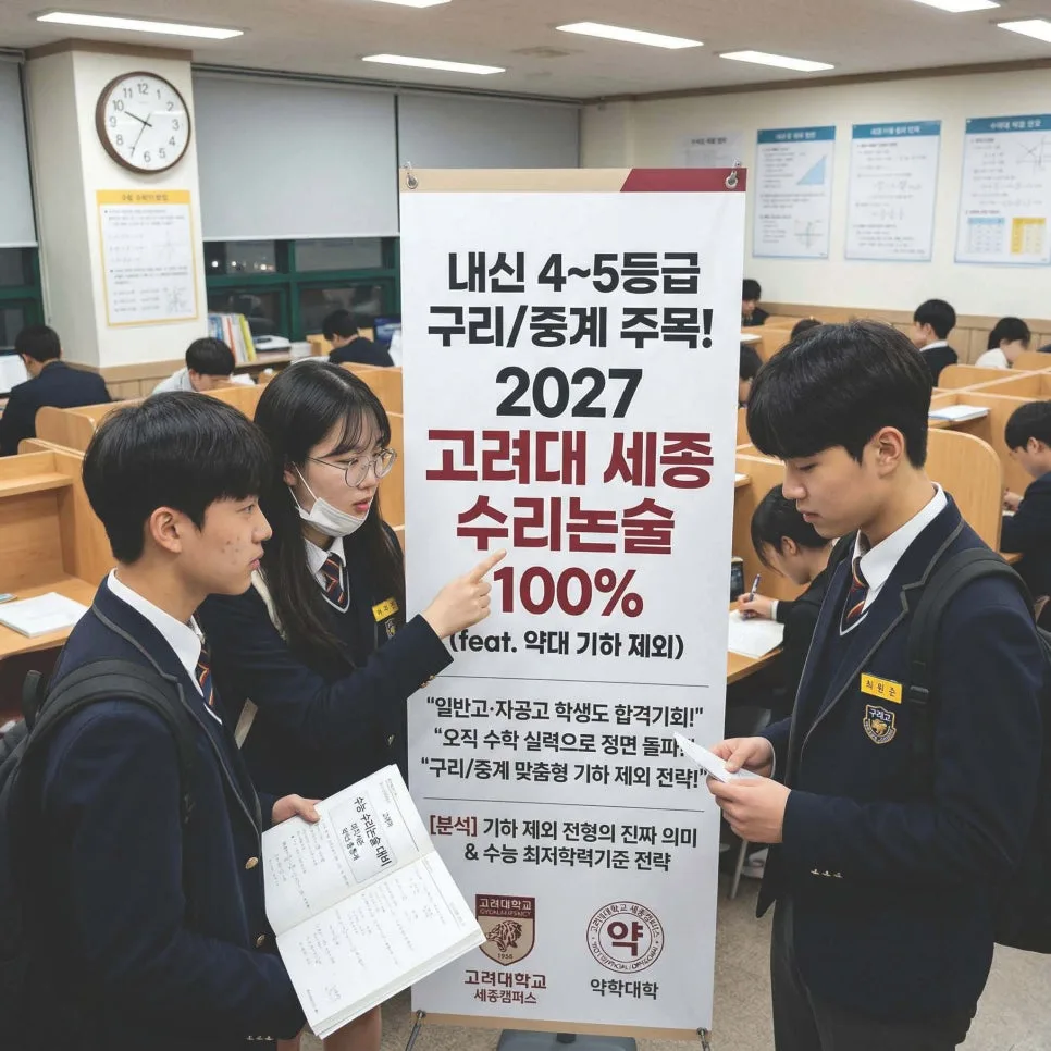 2027 고려대 세종 약대 수리논술, 내신 4~5등급도 합격 가능할까? 2026년 분석