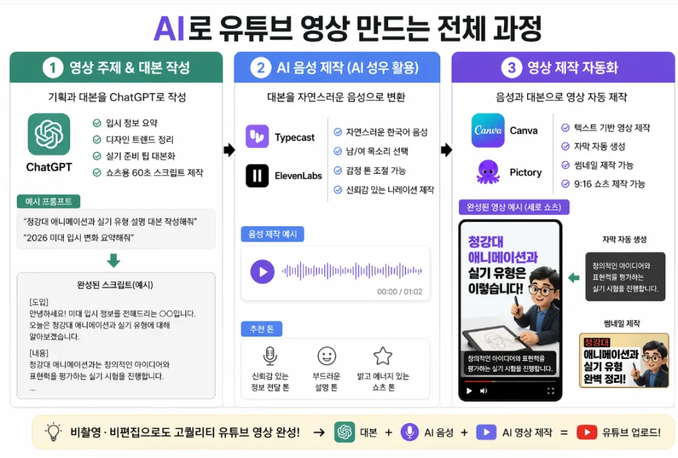 AI 유튜브 영상 제작 2026: 편집 없이 만드는 자동화 가이드