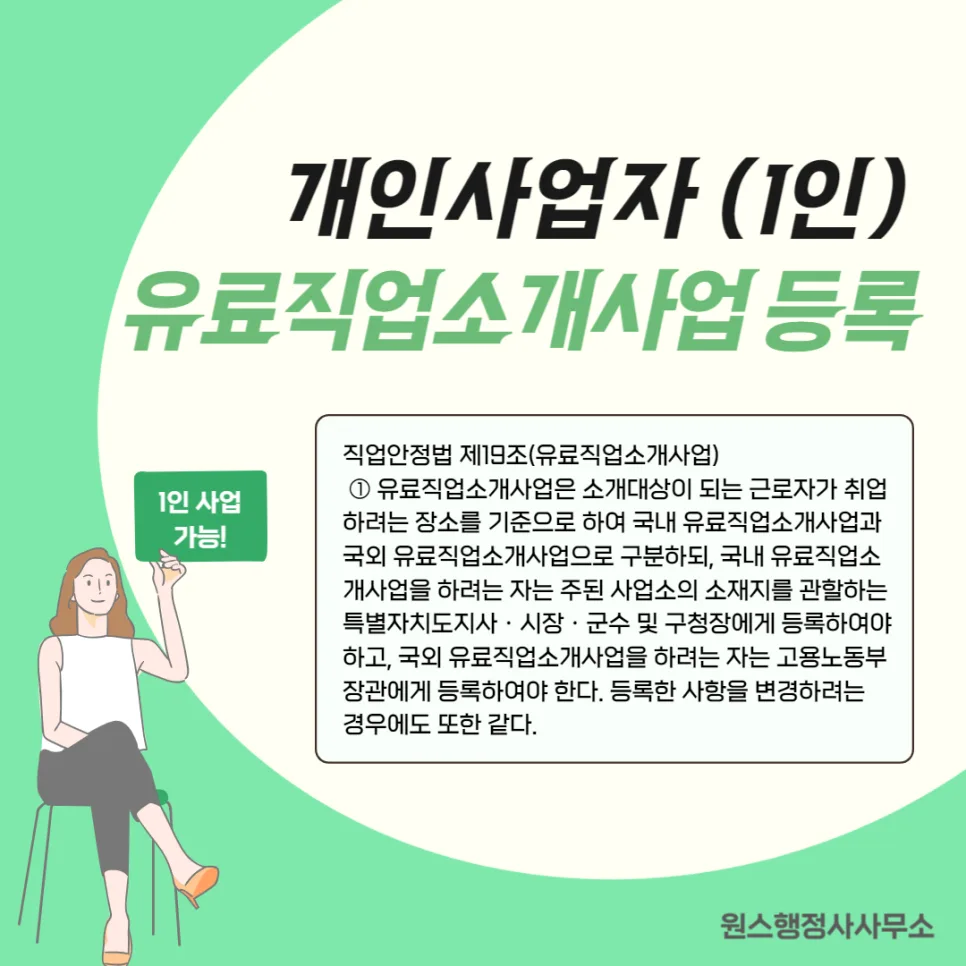1인 사업자 유료직업소개 등록 조건 2026: 필수 요건 총정리