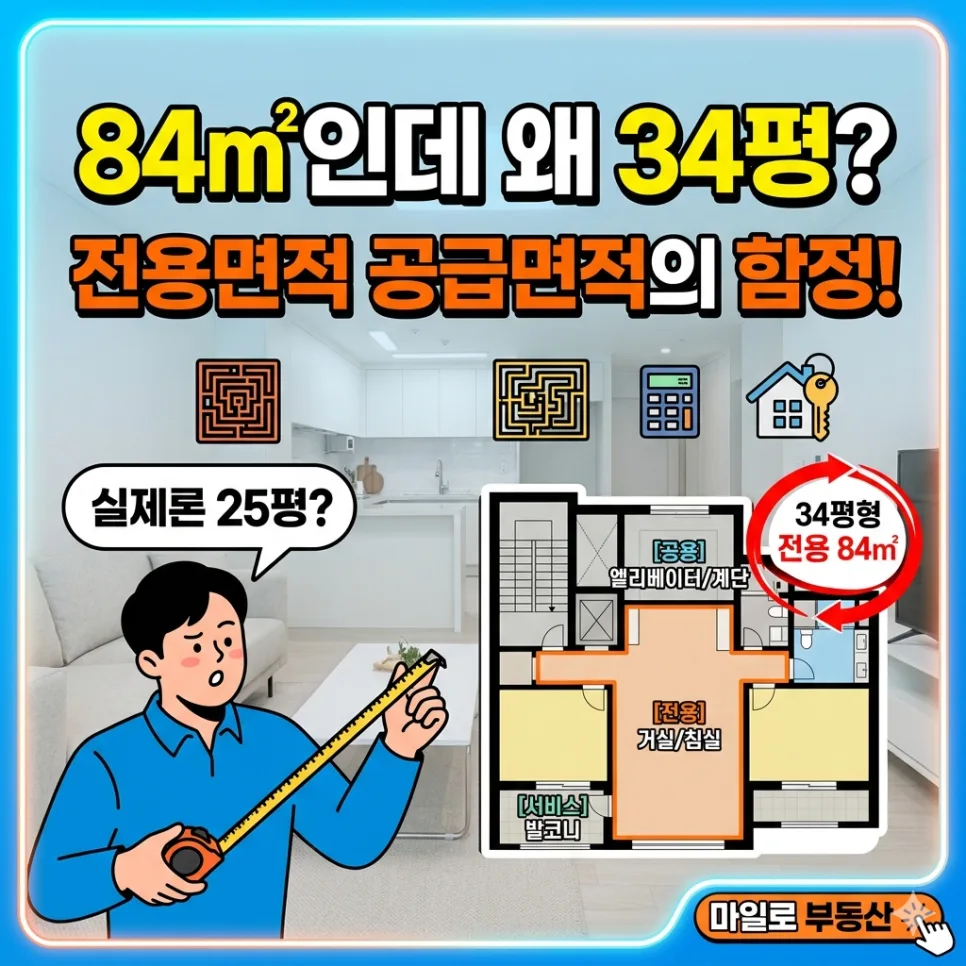 아파트 면적 84㎡ vs 34평, 전용/공급면적 차이 2026년 완벽 분석