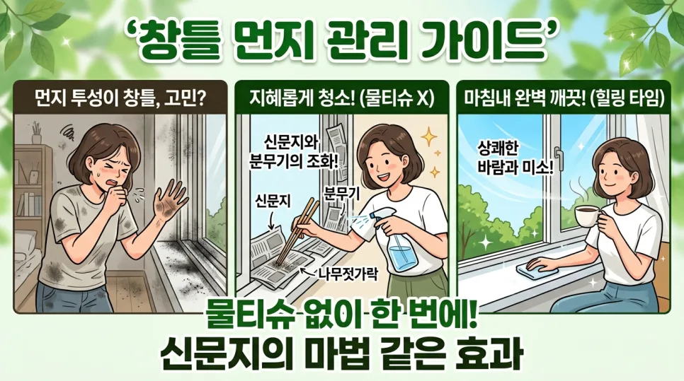 창틀 먼지 제거 비법 2026: 신문지와 쌀뜨물 활용법