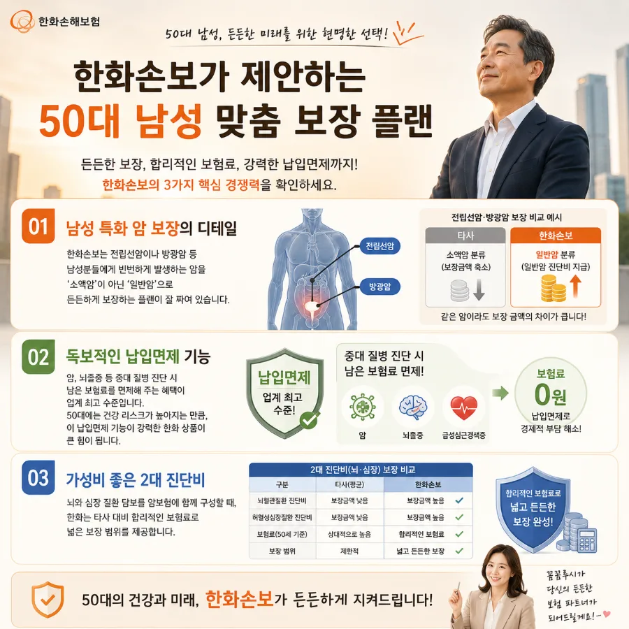 50대 남성 암보험, 비갱신형으로 은퇴 후 보험료 폭탄 막는 법 2026 2