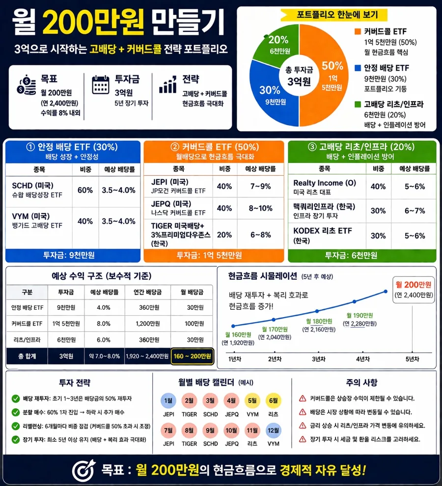 3억으로 월 200만원 버는 법: 커버드콜 ETF 활용 전략 2026