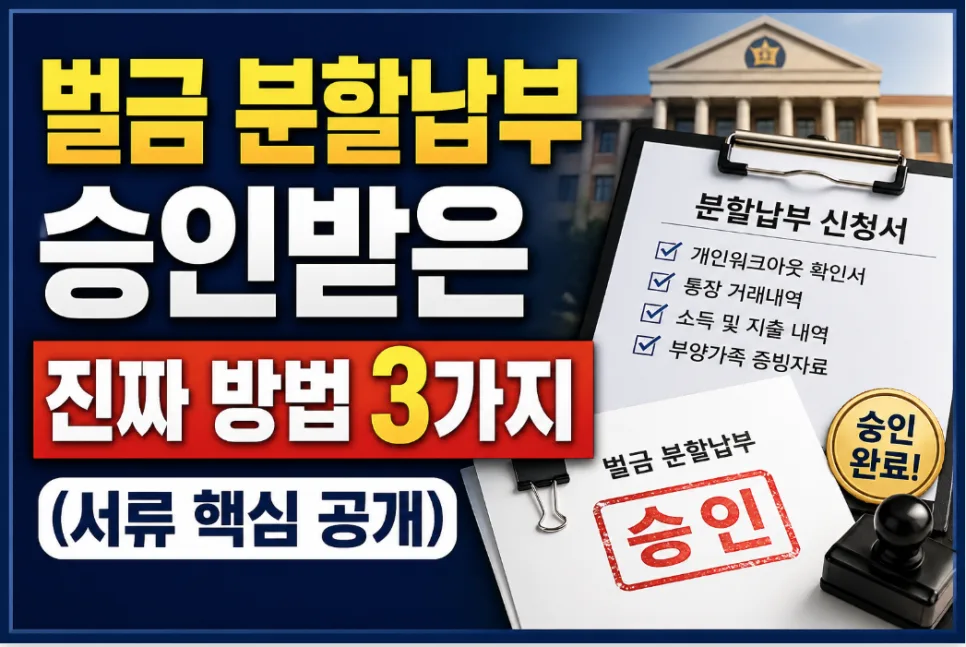 벌금 분할납부 승인받는 현실적인 방법 3가지 (2026년 기준)
