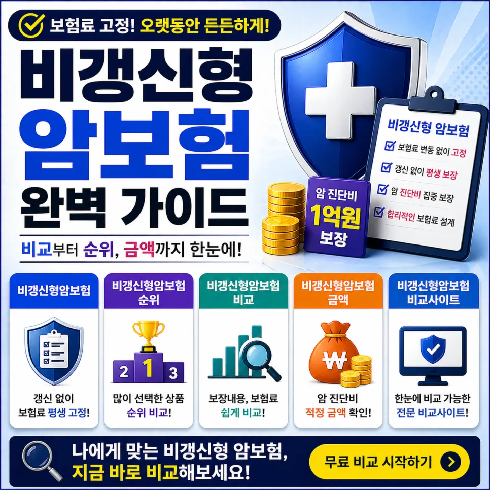 비갱신형암보험 비교 가이드 2026: 보장·보험료·유지율 총정리