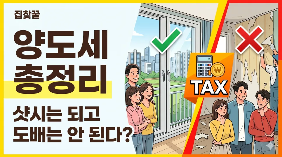 2026년 양도세 절세 핵심: 샷시·확장비 인정, 도배비는? 총정리