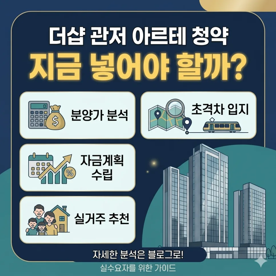 더샵 관저 아르테 분양가, 실거주 조건 2026년 최종 점검
