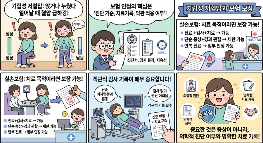 기립성 저혈압 실손보험 적용 기준 2026: 보장 구조 완벽 분석