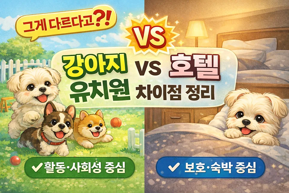 강아지 유치원 vs 호텔, 2026년 우리 아이에게 맞는 돌봄 선택 가이드
