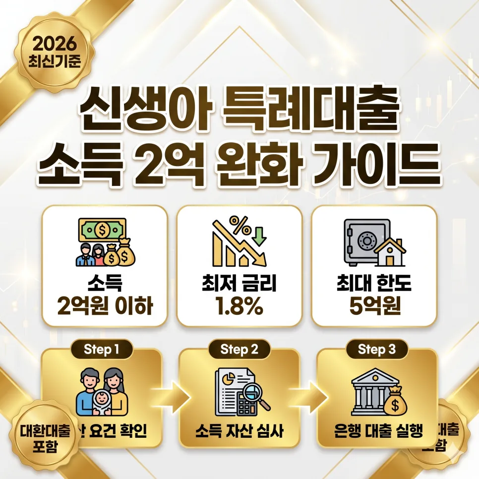 2026 신생아 특례대출, 소득 2억까지 확대? 금리 1%대 조건 총정리