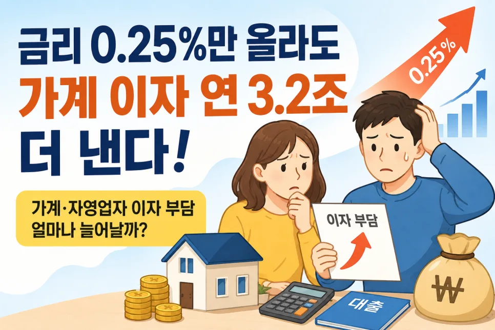 금리 0.25% 인상 시 가계 부담 3조 원? 2026년 전망 및 대처법