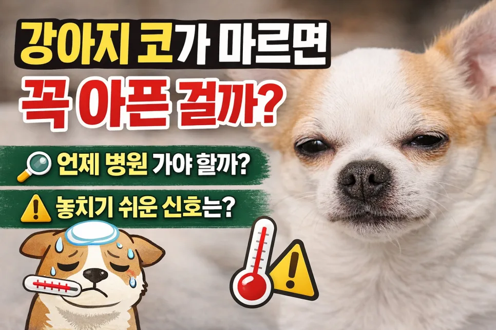 강아지 코 건조 원인 2026: 마른 코, 괜찮을까? 증상별 대처법