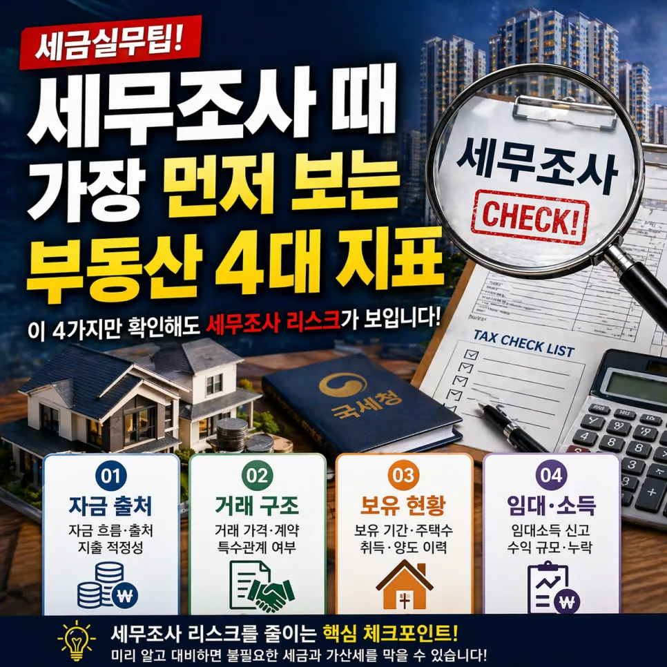 부동산 세무조사 4대 지표 완벽 분석 (2026년 최신판)