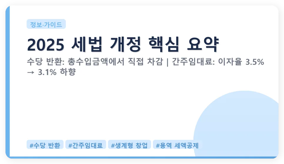 보험수당 반환 시 필요경비 불산입 2025년 개정안 총정리
