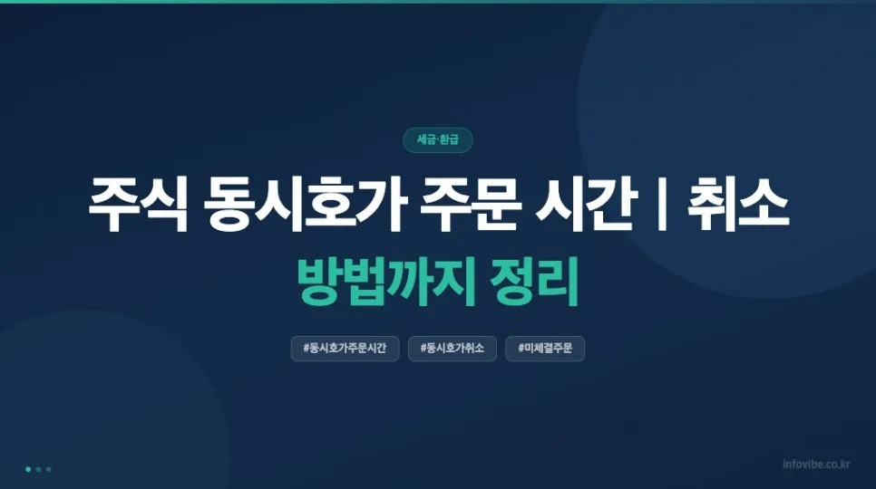 주식 동시호가 시간 및 취소 완벽 가이드 2026