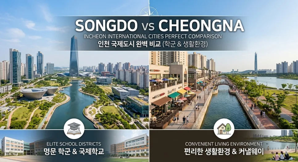 송도 vs 청라 2026년 비교: 학군, 생활환경, 장단점 완벽 분석