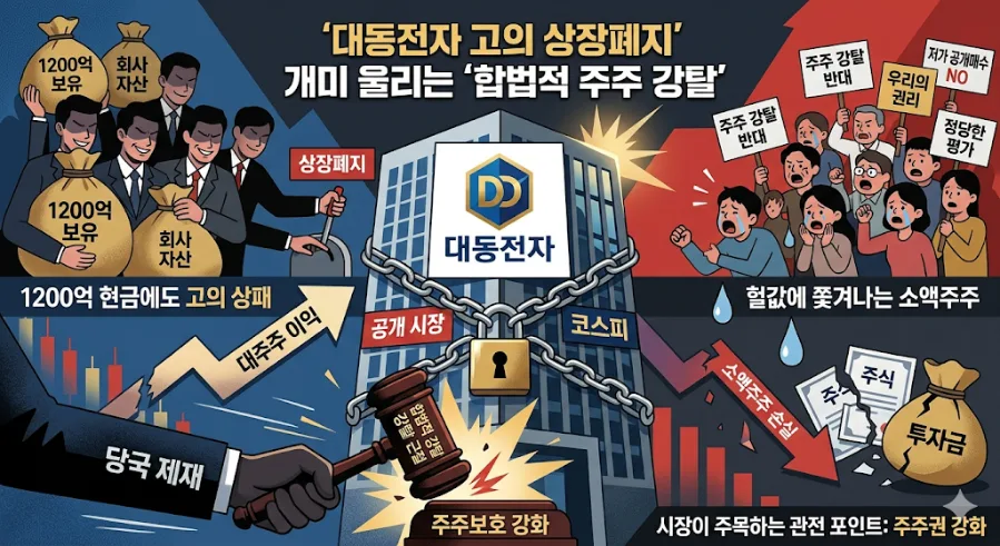 고의 상장폐지 2026: 1200억 자산에도 '합법적 강탈' 막는 법