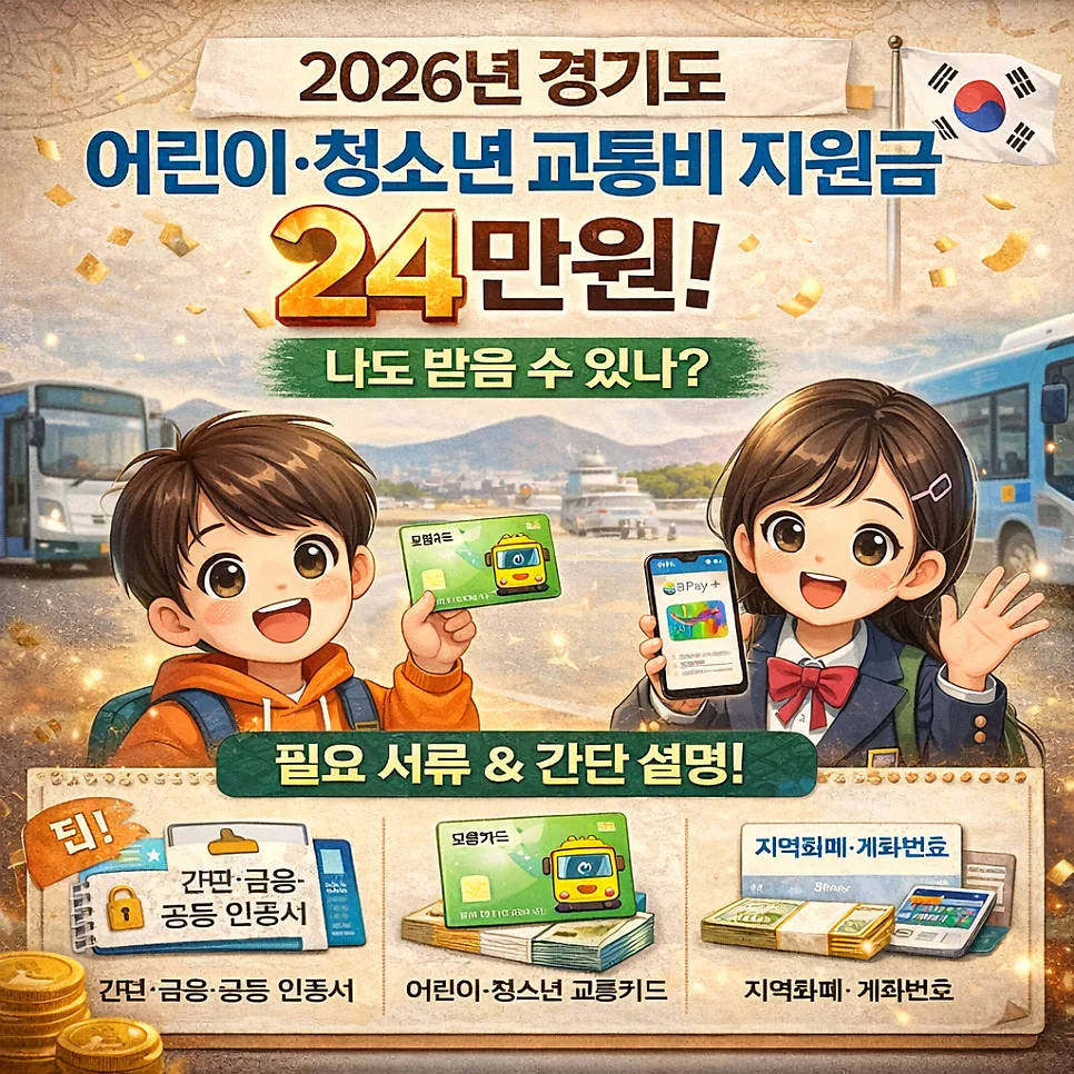 2026년 경기도 청소년 교통비 24만원 환급, 신청 대상 및 방법 총정리