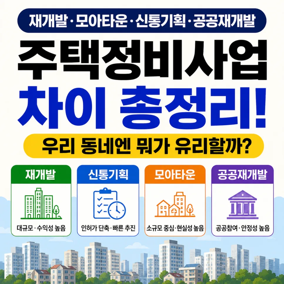모아타운 신통기획 공공재개발 차이점 2026년 완벽 비교