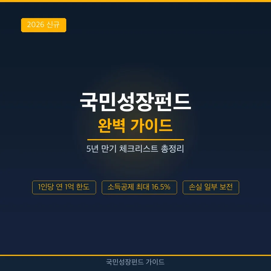 국민성장펀드 1억 한도, 5년 만기 혜택과 주의점 2026년 총정리 2