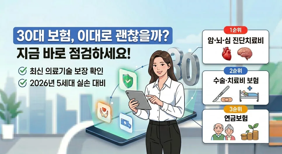 30대 필수 보험 점검 가이드 2026: 암·뇌·심 진단비부터 연금까지
