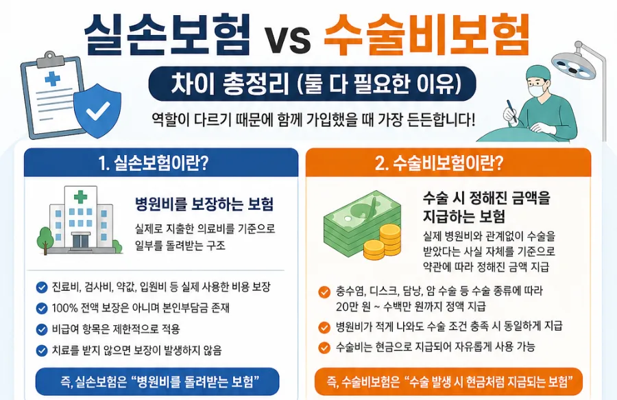 실손보험 vs 수술비보험, 2026년까지 함께 준비해야 하는 이유