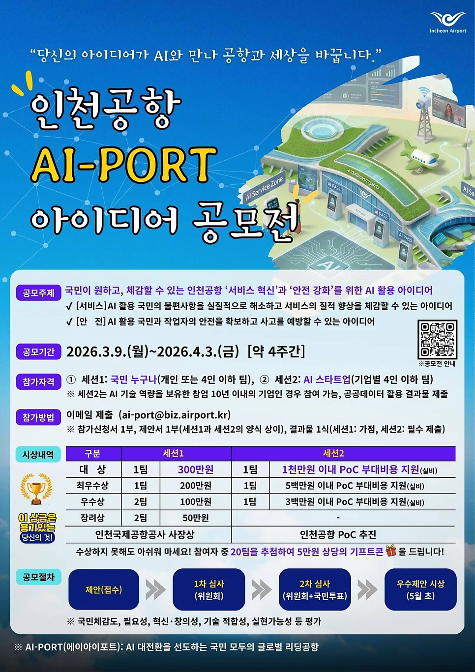 인천공항 AI 아이디어 공모전 2026: 참여 방법 및 시상 총정리
