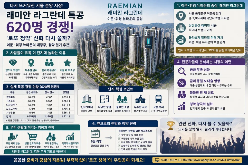 래미안 라그란데 특공 경쟁률 620대 1, 내 집 마련 전략 2026