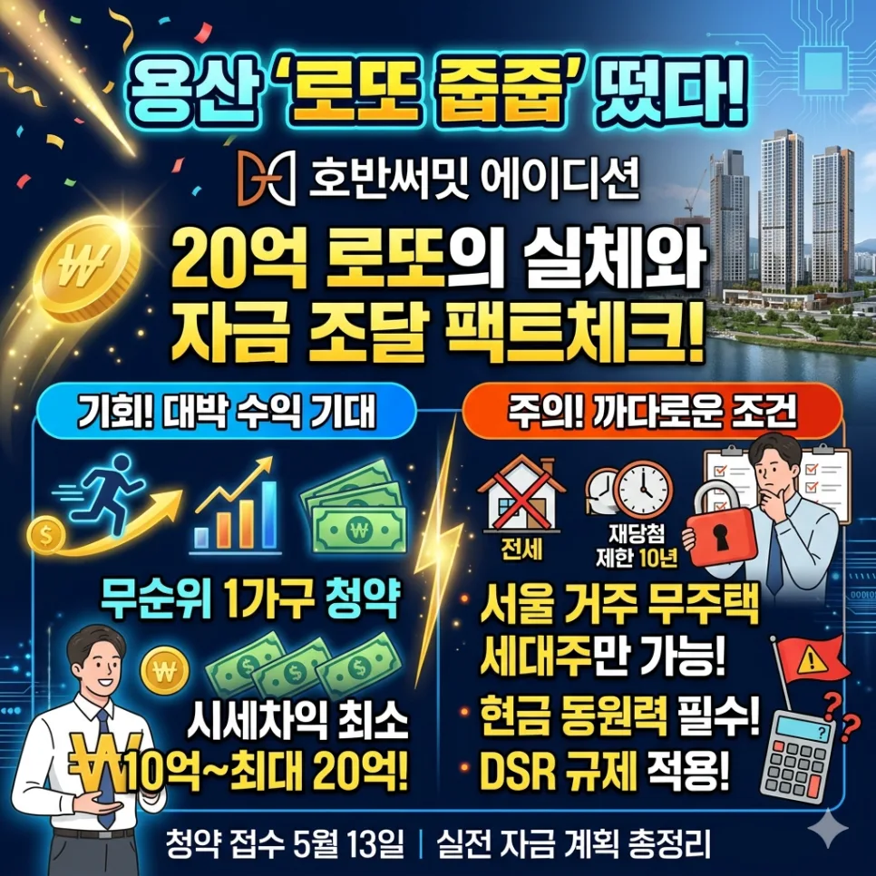 용산 호반써밋 2026년 무순위 청약: 4억 계약금 조건과 실거주 규제 분석