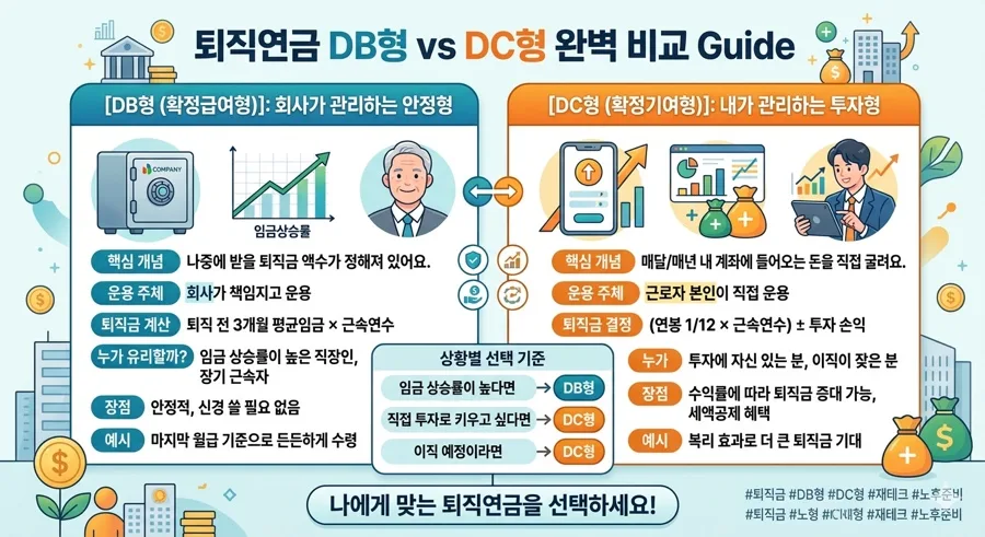 퇴직연금 DB vs DC, 직장인·사장님 선택 가이드 2026