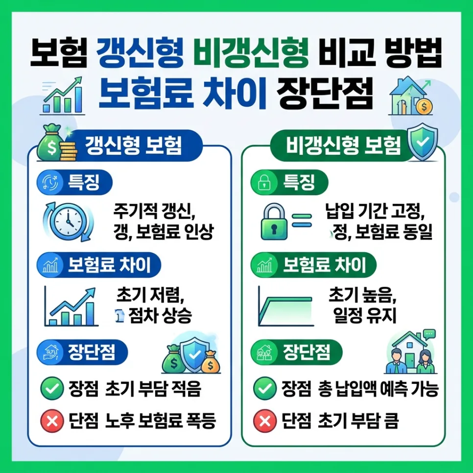 보험 갱신형 vs 비갱신형 비교 2026: 보험료 차이와 현명한 선택법