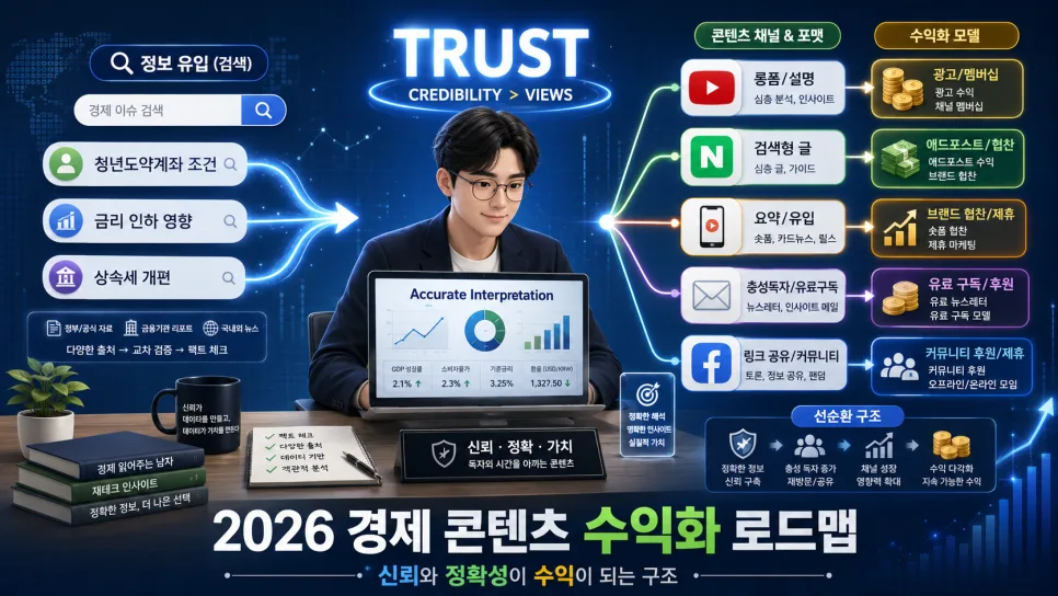 2026년 경제 콘텐츠 수익화 전략: 블로그, 유튜브, 숏폼 활용법