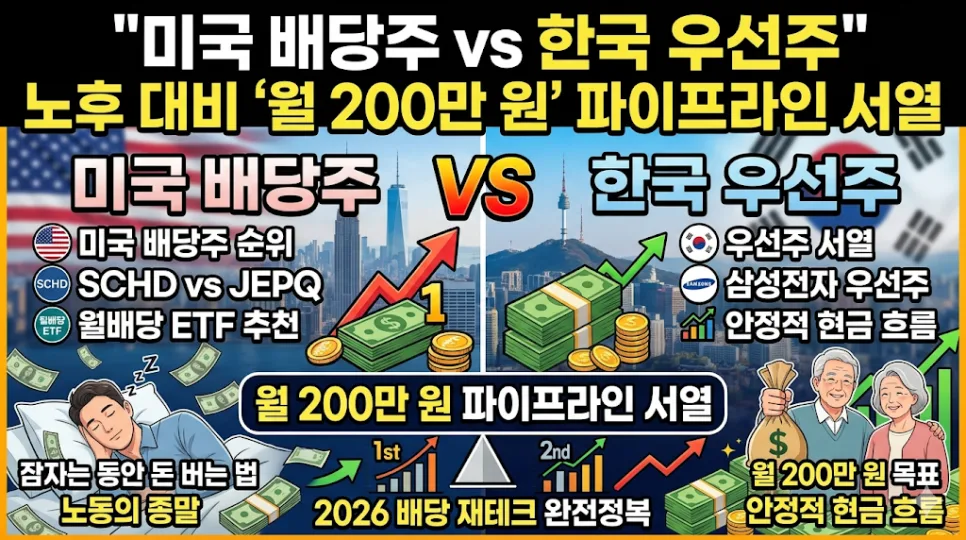 월 200만 원 배당 파이프라인 구축 2026: 미국 vs 한국 비교 2