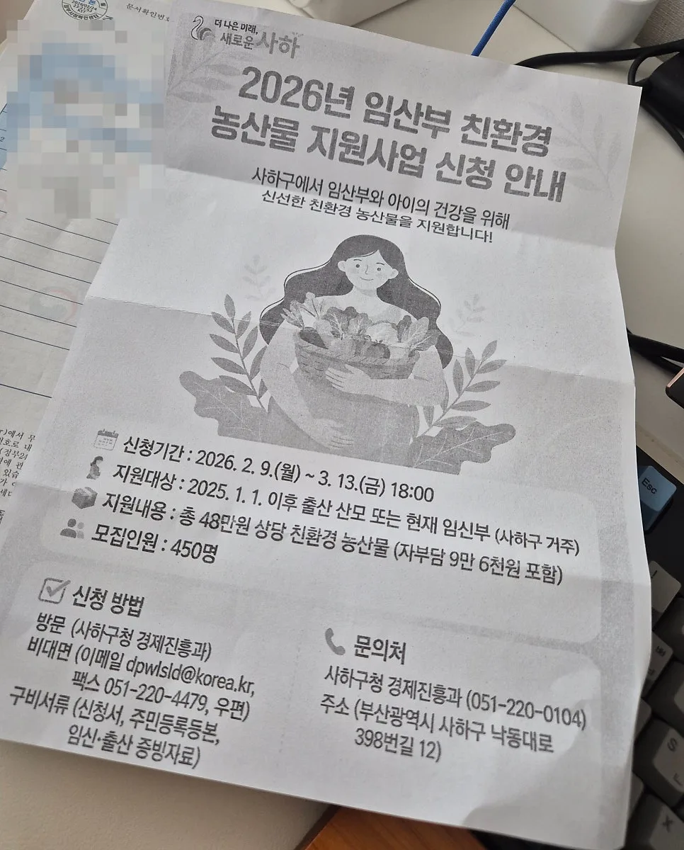 2026년 부산 사하구 임산부 농산물 지원, 신청 자격 및 방법 총정리