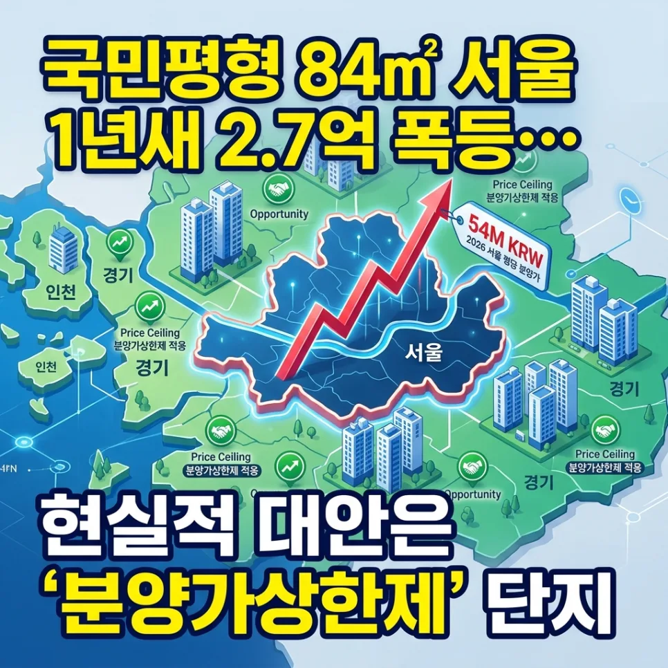 국민평형 84㎡ 서울 아파트, 2026년 분양가 2.7억 상승? 대안은?