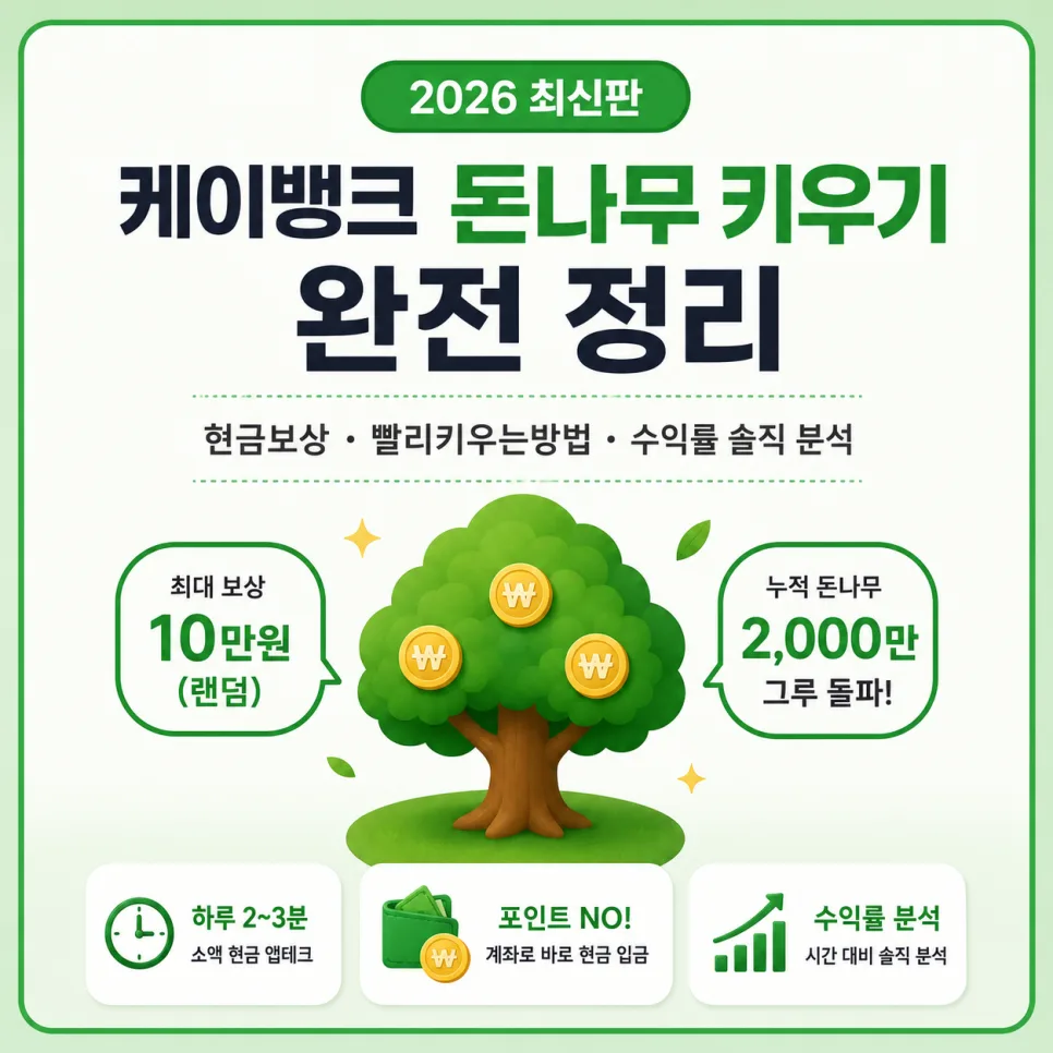 케이뱅크 돈나무 키우기 2026: 최대 10만원 현금 보상 받는 법