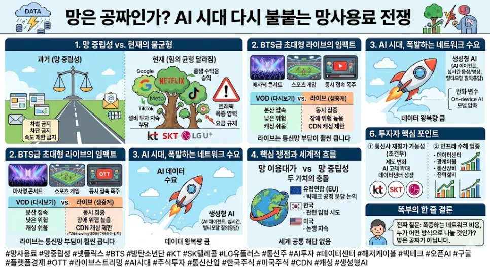 AI 시대 망 사용료 논쟁 2026: 플랫폼은 공짜 트래픽 부담할까?