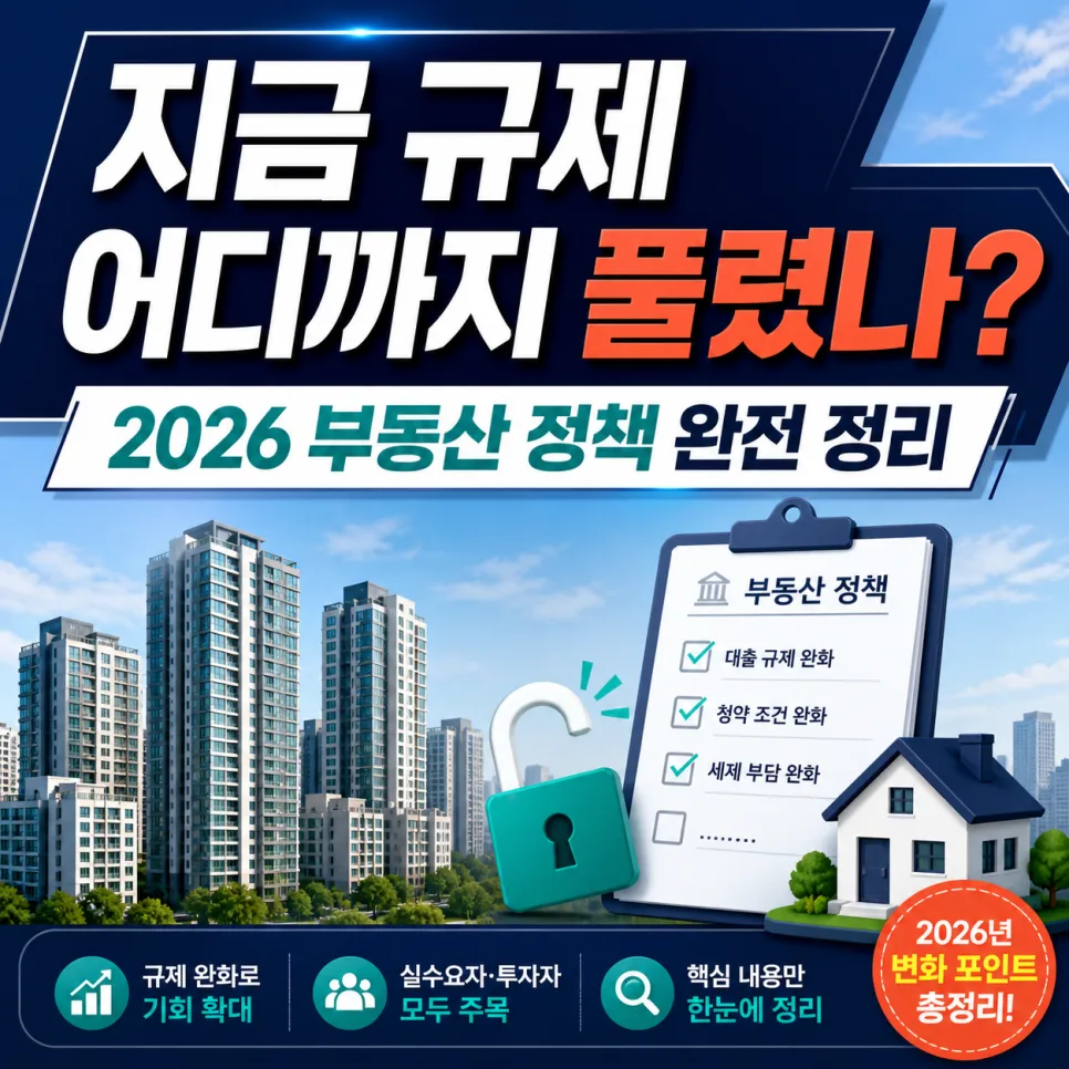 2026년 부동산 규제 변화: 대출·세금·청약 총정리